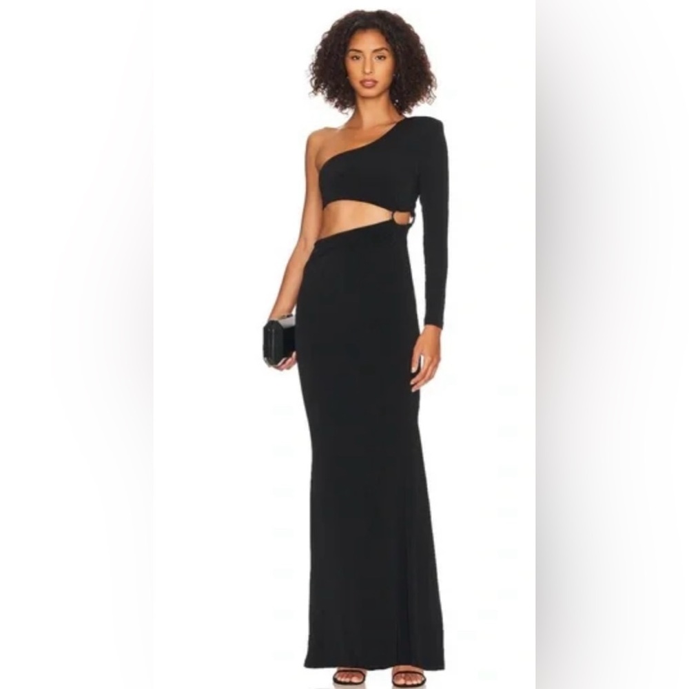 Nookie Womens‎ Tia Ring Gown Black Padded Shoulder Size Medium